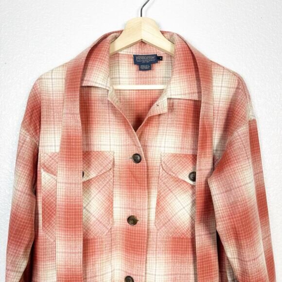 Pendleton Womens 100% Virgin Wool Plaid Overshirt Tunic Shacket Size Small - Picture 3 of 14